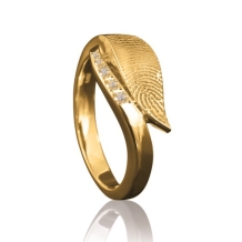 Sierlijke gouden vingerafdruk ring met 5 stenen