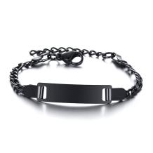 Stalen kinderarmbandje in zwarte kleur met gravure