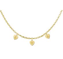 Vergulde naamketting met letter hartjes