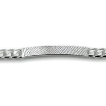 Zilveren schakelarmband met vingerafdruk op plaat