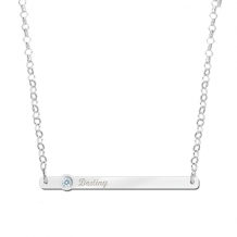 Zilveren Bar naamketting met Zirkonia Names4Ever