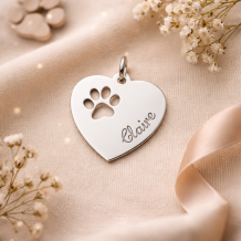 Zilveren hart hanger met pootje