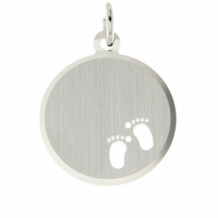 Ronde zilveren ketting hanger 18mm mat met voetjes