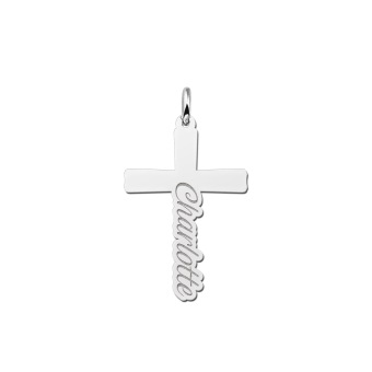 Zilveren Kruis Hanger met Naam – Gepersonaliseerd