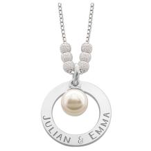 Zilveren mama ketting met parel