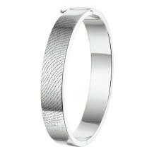 Zilveren rechte scharnier armband met vingerafdruk