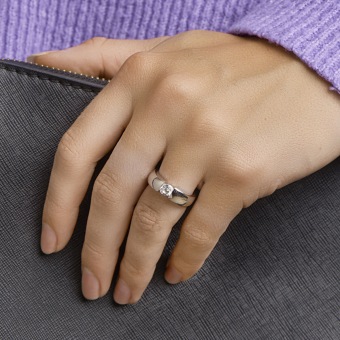 Zilveren ring met 5mm zirkonia sfeerbeeld