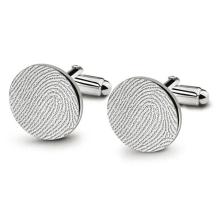 Ronde zilveren manchetknopen met vingerafdruk