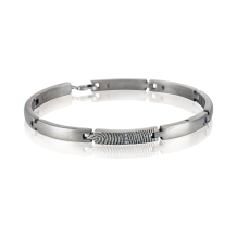 Zilveren schakel armband met vingerafdruk en 3x zirkonia 886