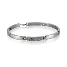 Schakel armband met vingerafdruk en 3x zirkonia 886