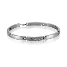 Zilveren schakel armband met vingerafdruk en steen 885