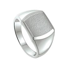 Ring zegel afgerond vierkant zilver met afdruk