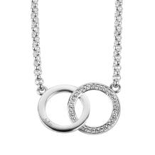 Zilveren hanger met twee cirkels zirkonia's en gravure