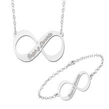 Zilveren hanger en armband Infinity set met naam