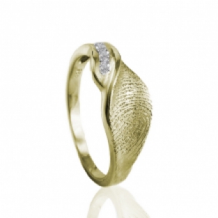 Gouden vingerafdruk ring met steentjes  8mm