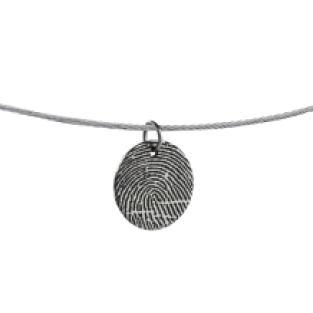 Zilveren ronde hanger met vingerafdruk