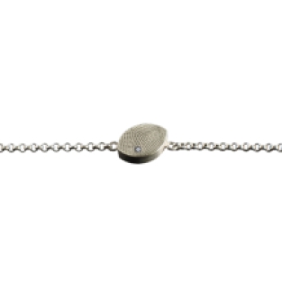 Zilveren vingerafdruk armband in bladvorm met zirkonia