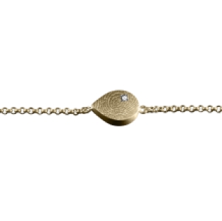 Gouden druppelvormige bedel armband met vingerafdruk en zirkonia