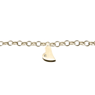 Gouden armband met as in hart met schroefdopje en zirkonia