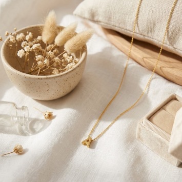Gouden ketting 1.2mm met 1 initiaal