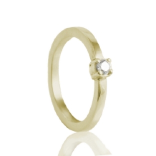 gouden Ring met chaton van 3 mm zirkonia