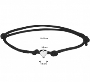 Satijn gevlochten kinderarmband met zilveren hartje