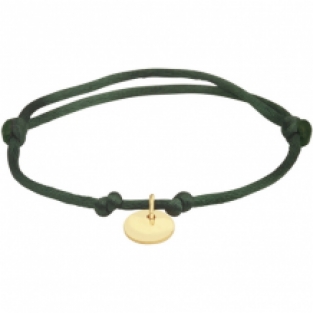 Gevlochten dames armband met goldplated rondje - groen
