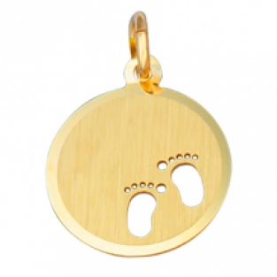 Geelgouden ketting hanger rond 17mm met voetjes