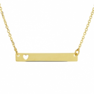 Geelgouden namebar ketting met hartje