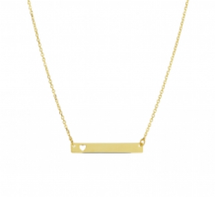 Geelgouden namebar ketting met hartje