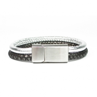 Leren armband B&L met twee banden