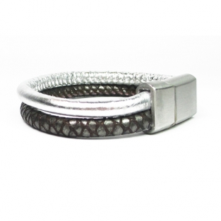 Leren armband B&L met twee banden