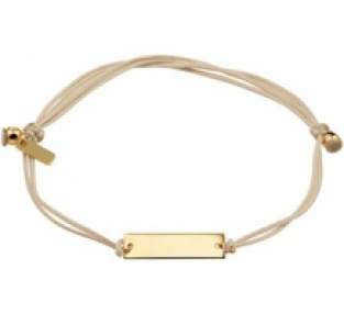 Gevlochten damesarmband met gouden plaat bruin