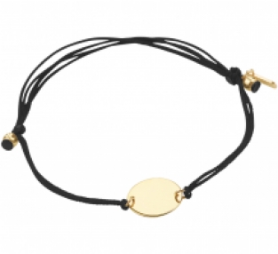 Gevlochten damesarmband met een ovaal gouden plaatje
