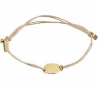 Gevlochten damesarmband met een ovaal gouden plaatje
