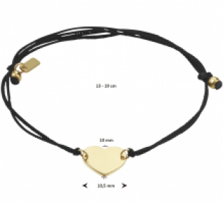 Gevlochten damesarmband met gouden hart zwart - afmeting