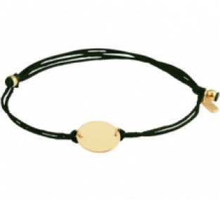 Gevlochten damesarmband met een ovaal gouden plaatje