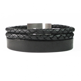 Leren armband B&L met twee banden