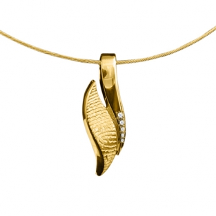 Chique gouden vingerafdruk hanger met 5 zirkonia\'s