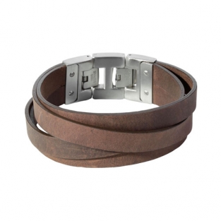 Leren dacaya armband cross roads bruin 20mm