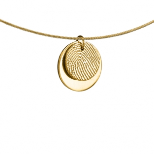 Dubbele ronde gouden hanger met vingerafdruk