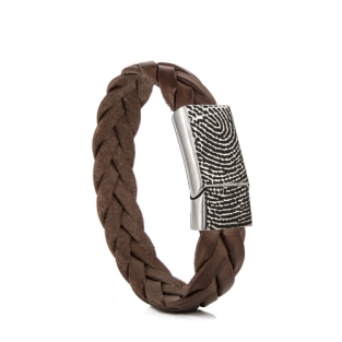 Bruine leren armband met vingerafdruk