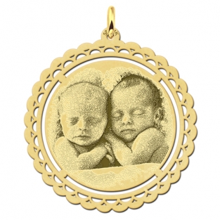 Gouden foto hanger rond met sierrand