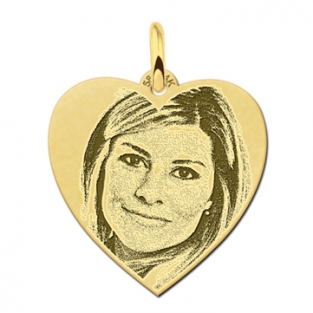 Gouden ketting met foto hanger hart