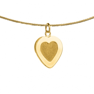 Gouden vingerafdruk hanger hart met rand