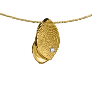 Gouden vingerafdruk hanger met steen en holle achterzijde