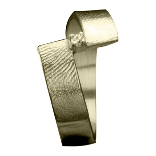 Ring open slag 3mm goud met afdruk en steentje