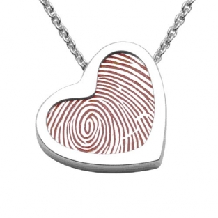 Hart ketting met vingerafdruk zilver roodgoud Ruby