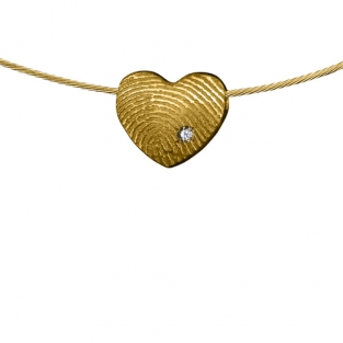 Hartjes hanger met vingerafdruk en steen
