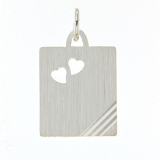 Zilveren ketting hanger 14x17mm met 2 hartjes